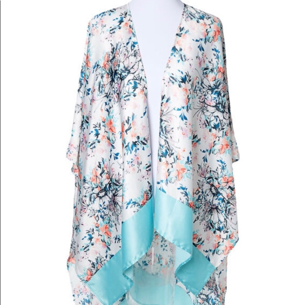 New Watercolor Satin Geisha Open Robe Coverup